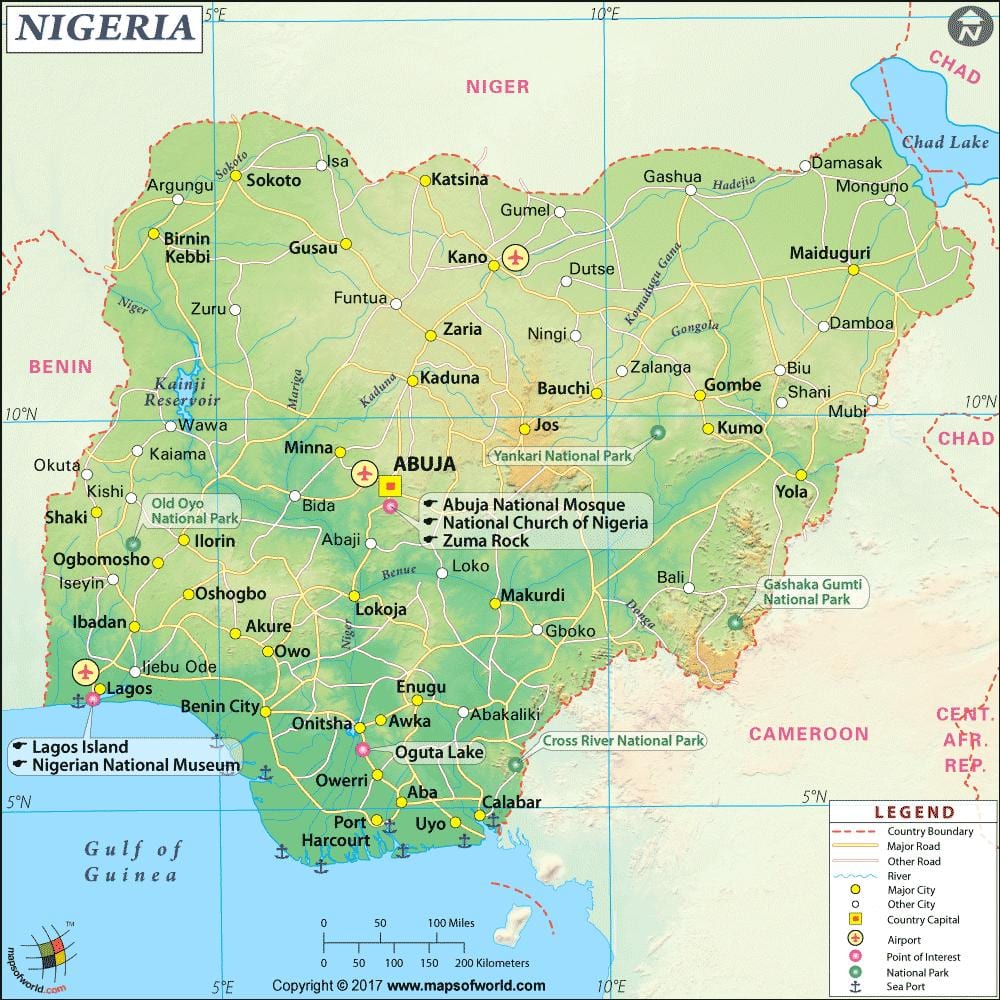 Karta över bild av nigeria