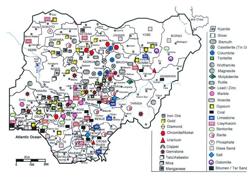 mineral karta över nigeria