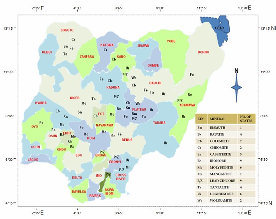 nigeria naturresurser karta