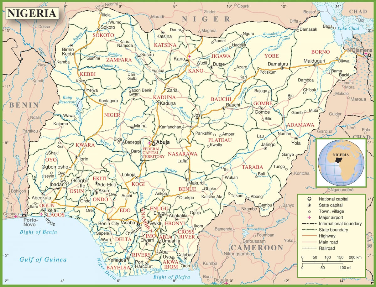 komplett karta över nigeria