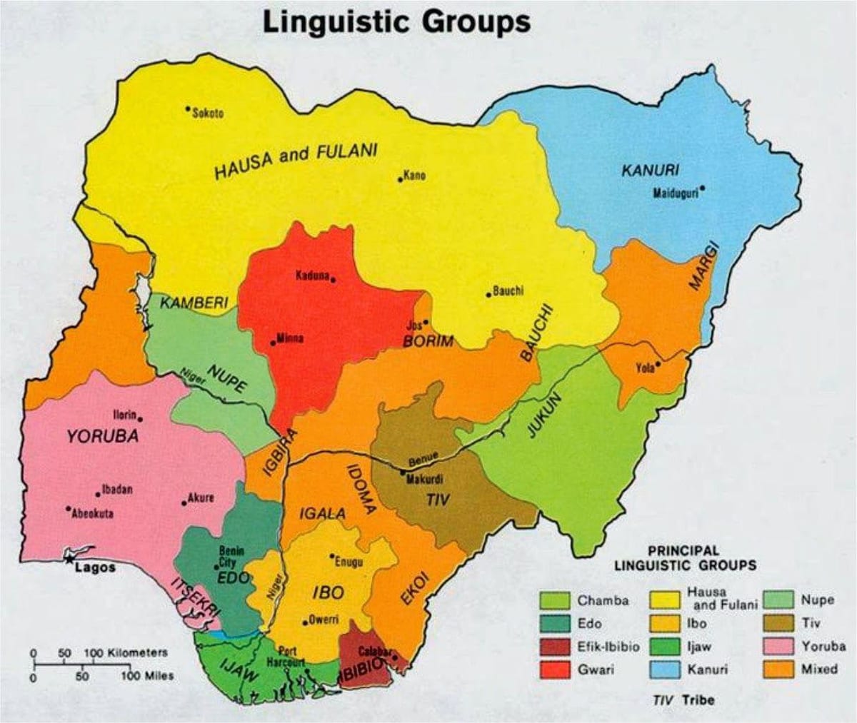 Karta över nigerianska stammar