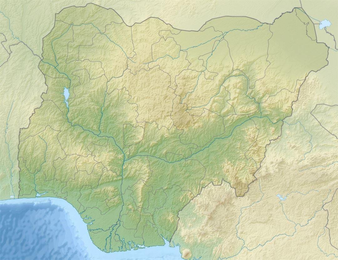karta över nigeria visar lättnad