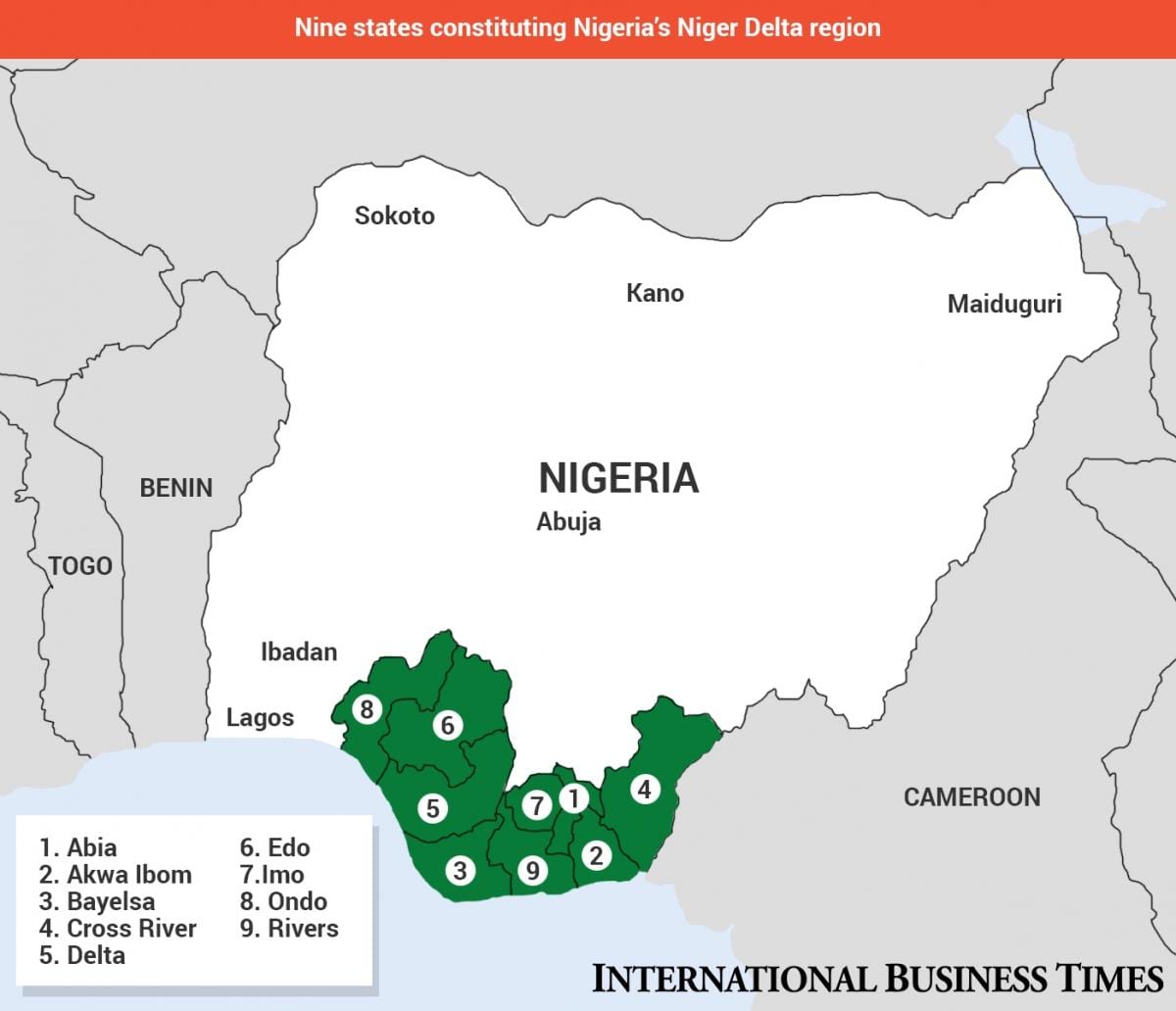 Karta över nigerdeltat karta i nigeria