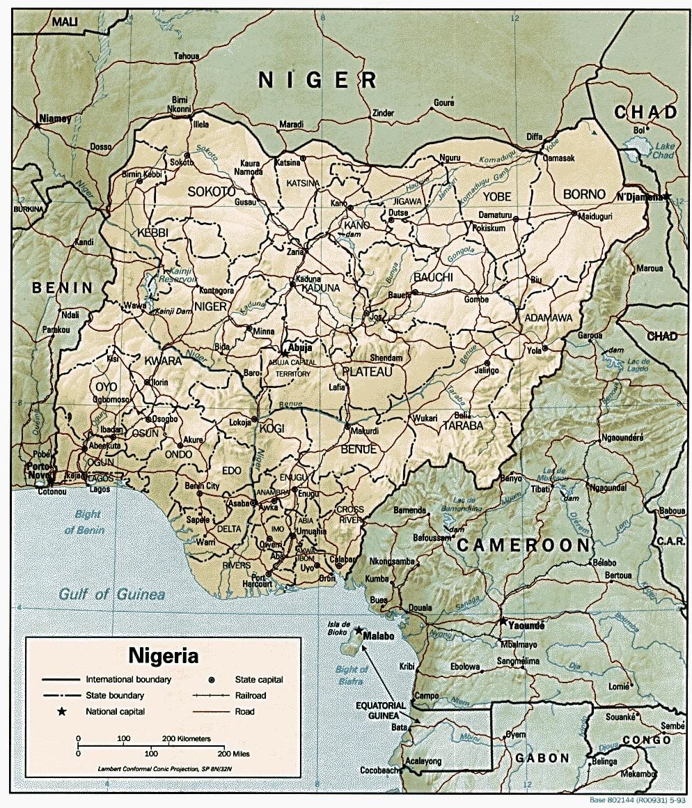 geografisk karta över nigeria