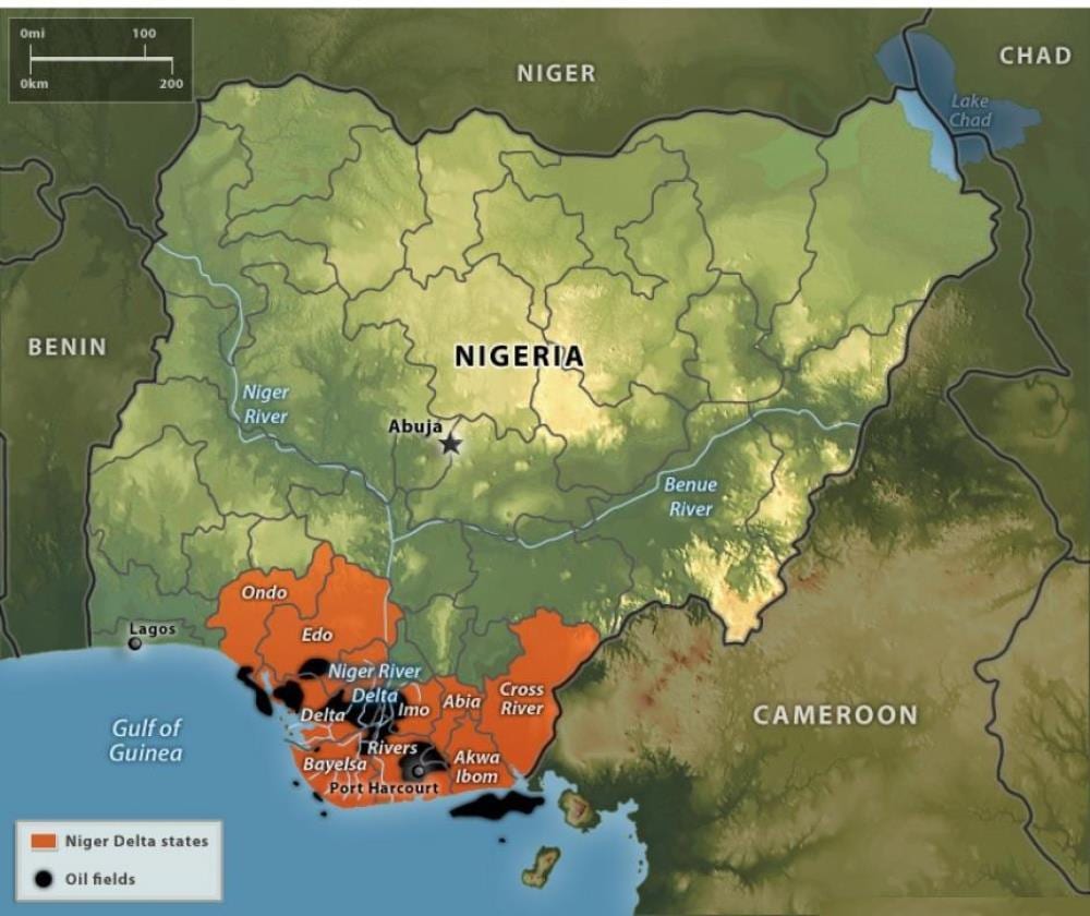 Karta över nigeria olja