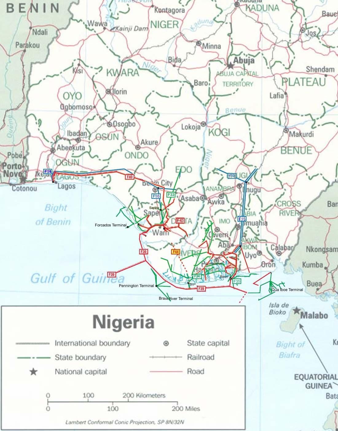 Karta över nigeria pipeline