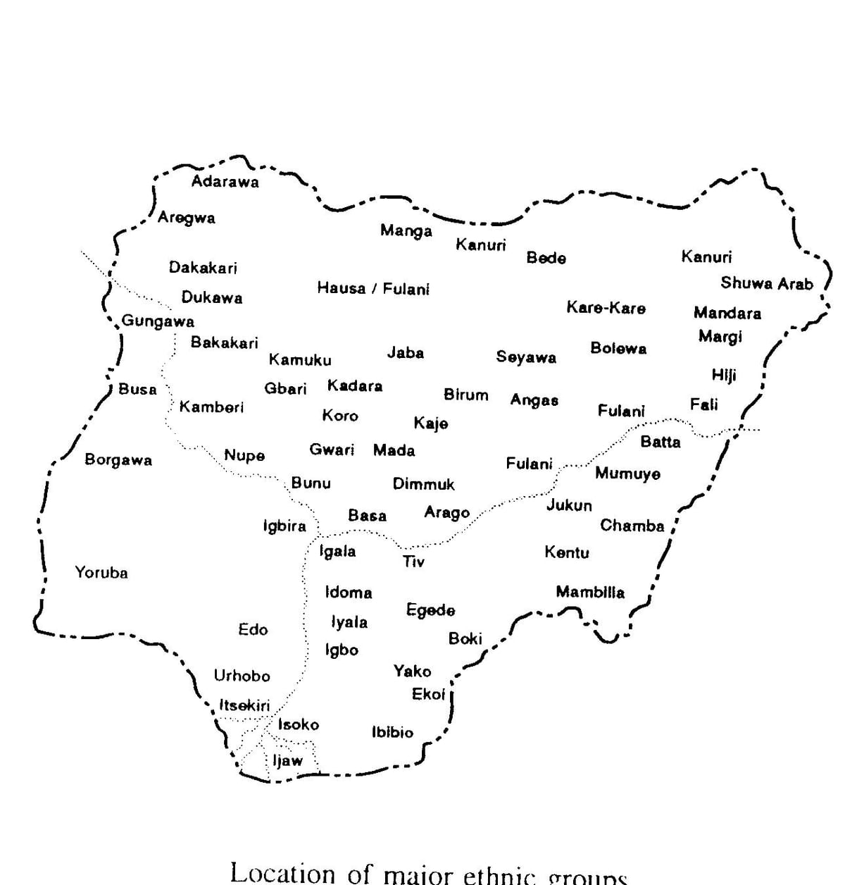 rita en skiss karta över nigeria