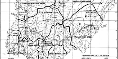 Karta över hydrologiska nigeria