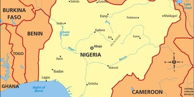 Karta över nigeria visar floden niger och benue