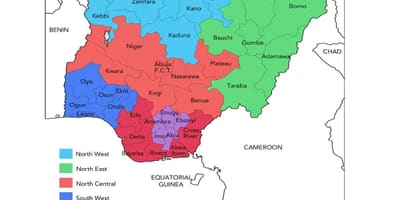 Karta över nigeria visar geopolitiska områden