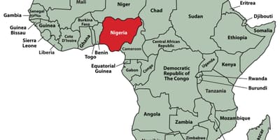 Karta över nigeria läge i afrika