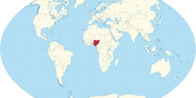 Världskarta som visar nigeria