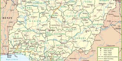 Karta över nigeria visar större vägar