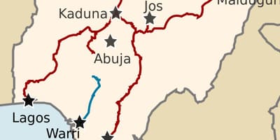 Karta över nigeria visar järnvägslinjer