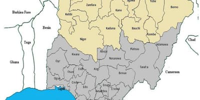 Karta över norra nigeria stater